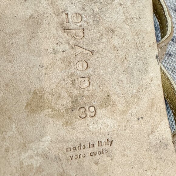 Aeyde Marina Leather Strappy Square Toe Flat Sandals Summer Hazelnut Tan Size 8 - Picture 5 of 10